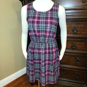 🍇 Yetts Purple & Gray Plaid Wool Dress, Size S